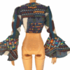 NECKLINE TIE-UP SHIRT WITH GEOMETRIC PRINT