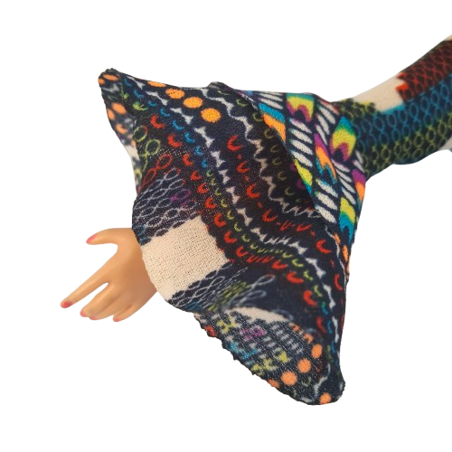 NECKLINE TIE-UP SHIRT WITH GEOMETRIC PRINT