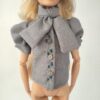 Short Sleeve Puffed Shirt With Buttons And Bow Collar