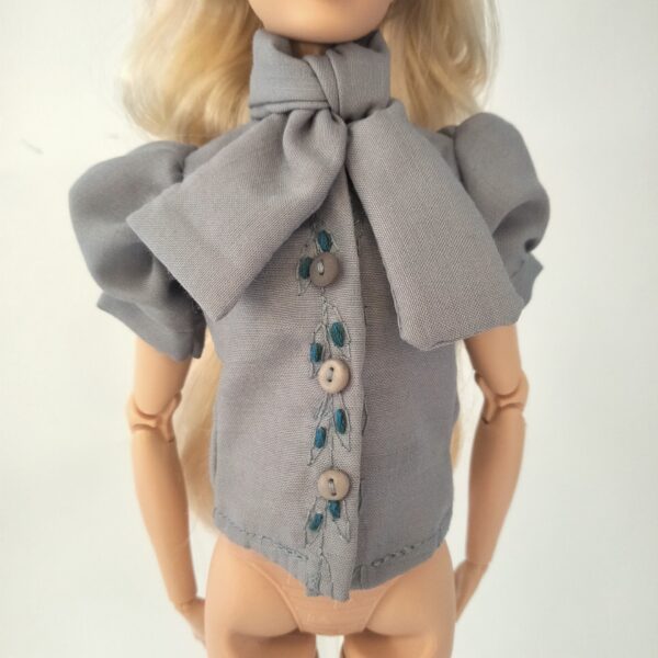 oplus_34 Short Sleeve Puffed Shirt With Buttons And Bow Collar