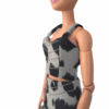 Animal Print Top and Skirt Set with Stitching Detail