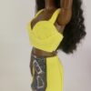 Yellow skirt And Top Set With Geometric Print Detail On The Skirt