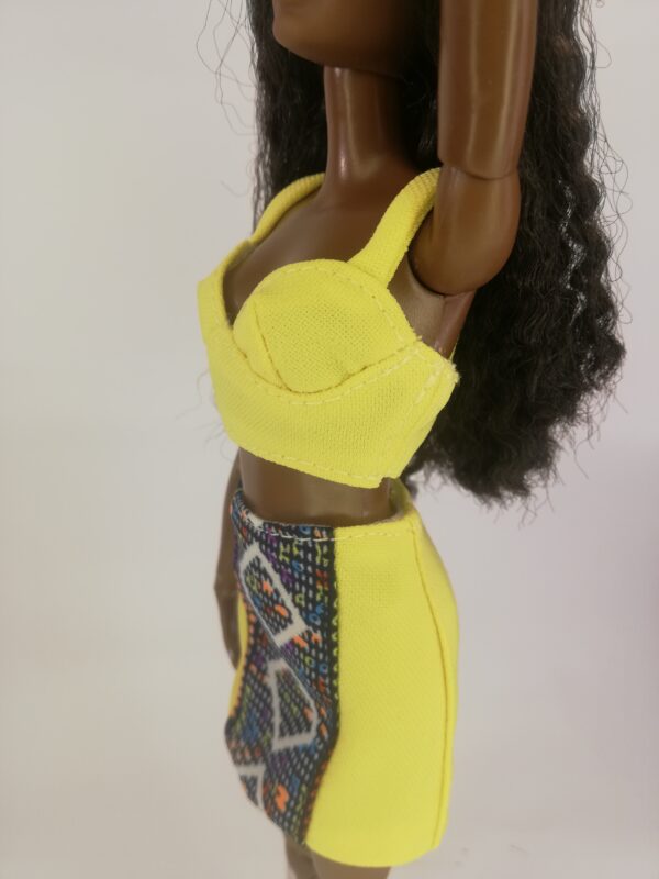Yellow skirt And Top Set With Geometric Print Detail On The Skirt
