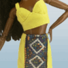 Yellow skirt And Top Set With Geometric Print Detail On The Skirt