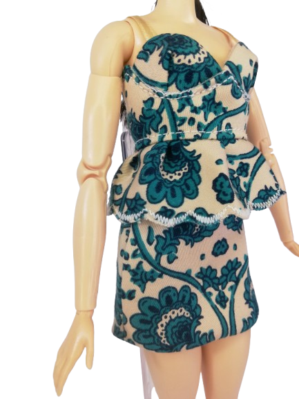 Tile Print Top And Skirt Set