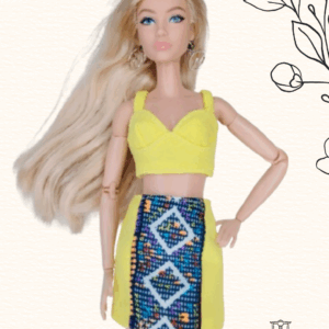 Yellow skirt And Top Set With Geometric Print Detail On The Skirt