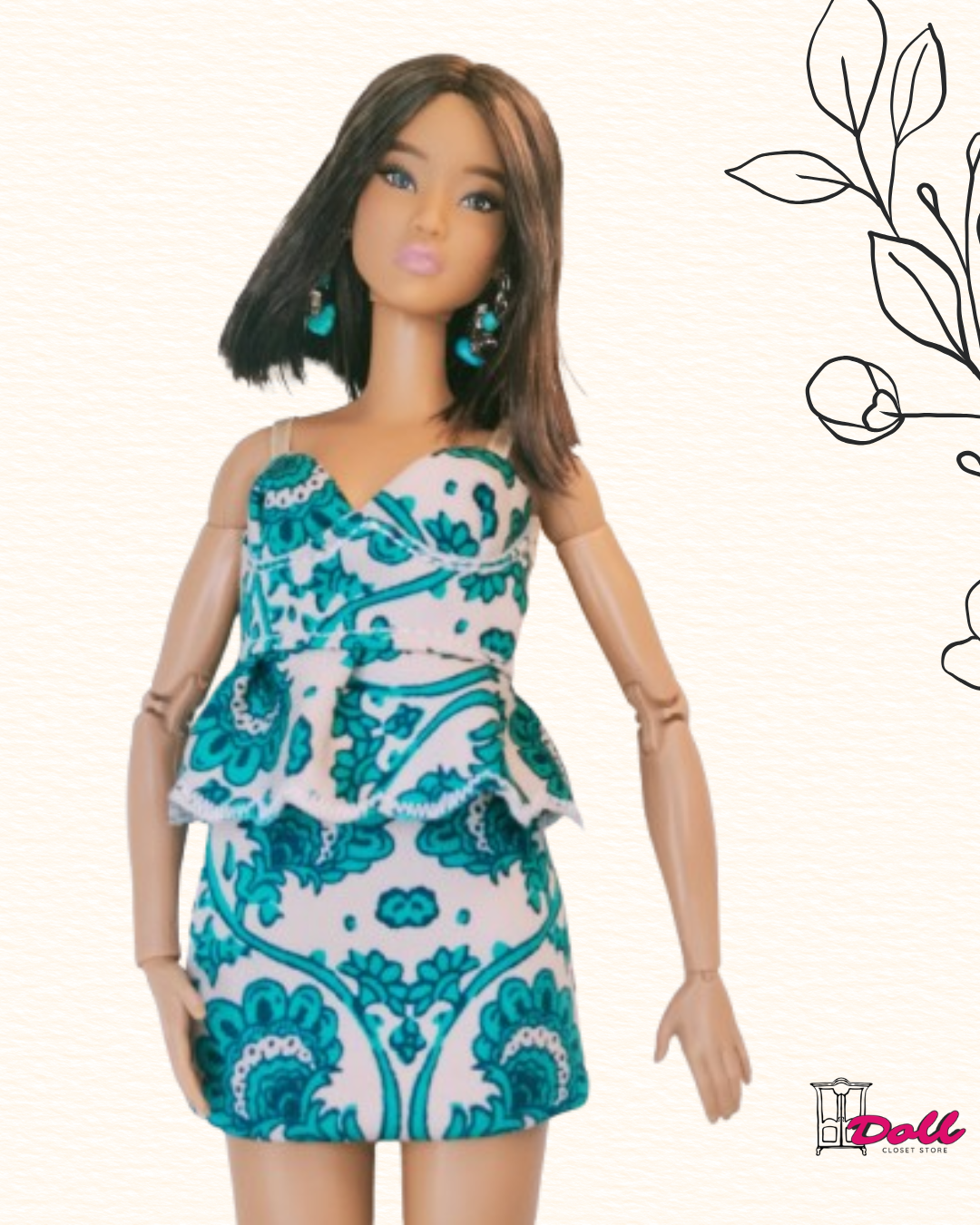 Tile Print Top And Skirt Set